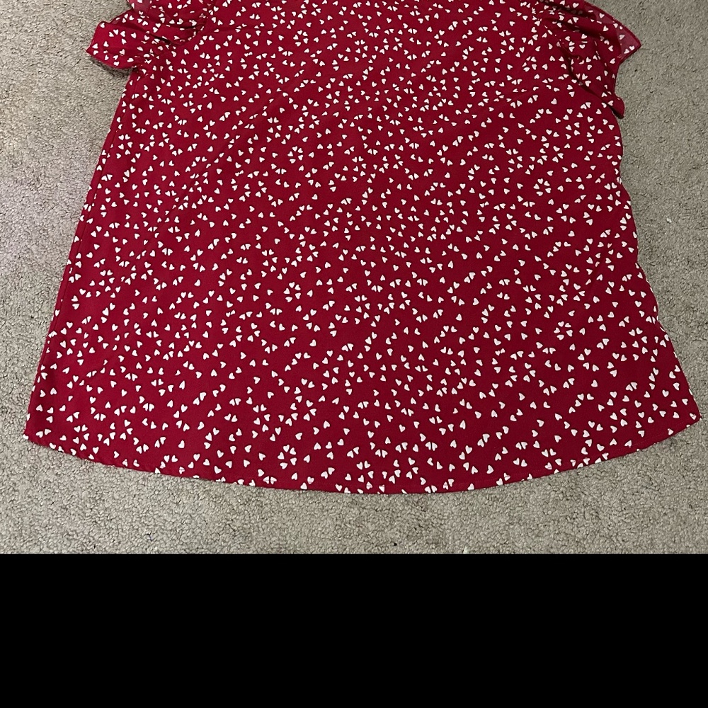 Red with White hearts short sleeve shirt.
